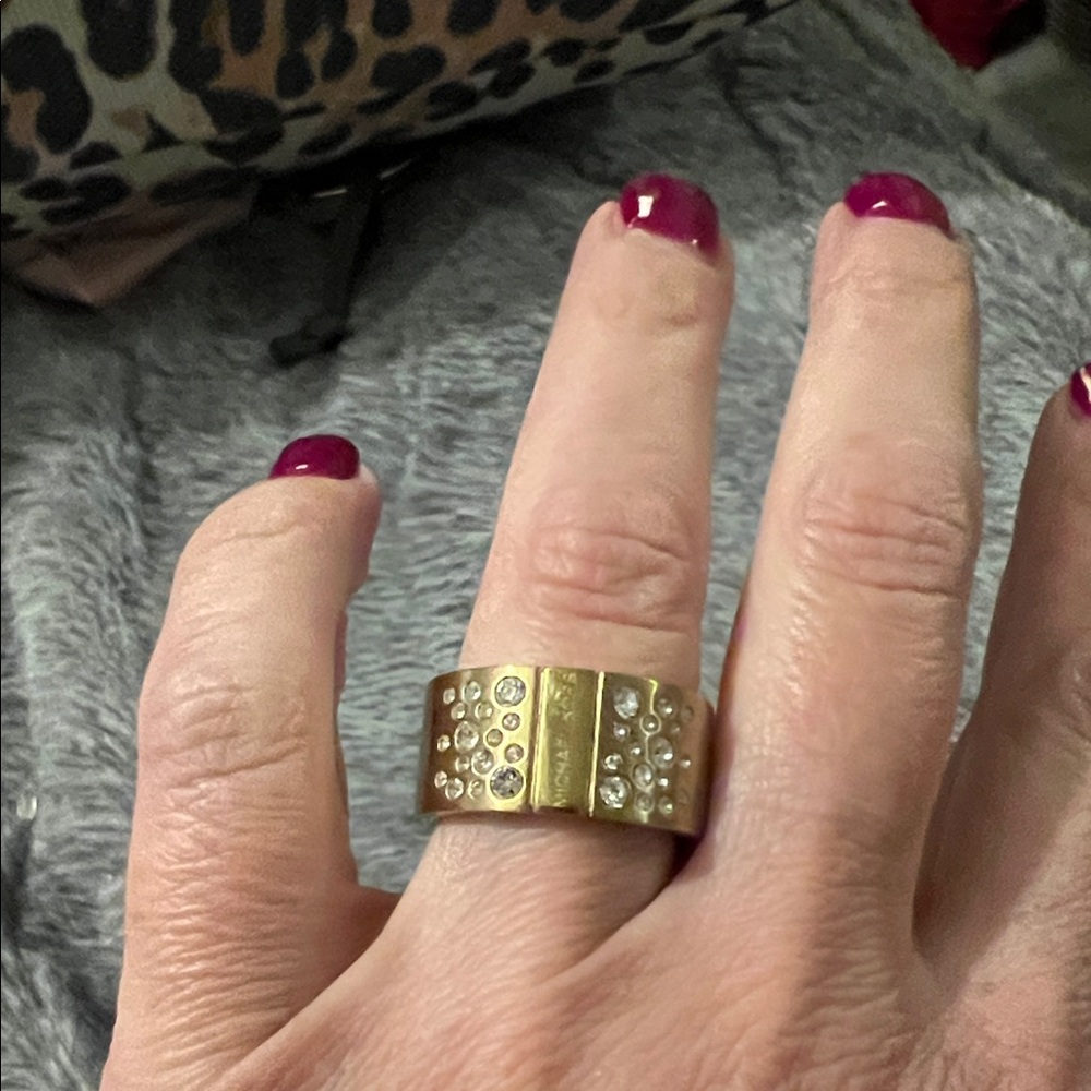 Michael Kors Elegant Gold and Silver Crystal Ring